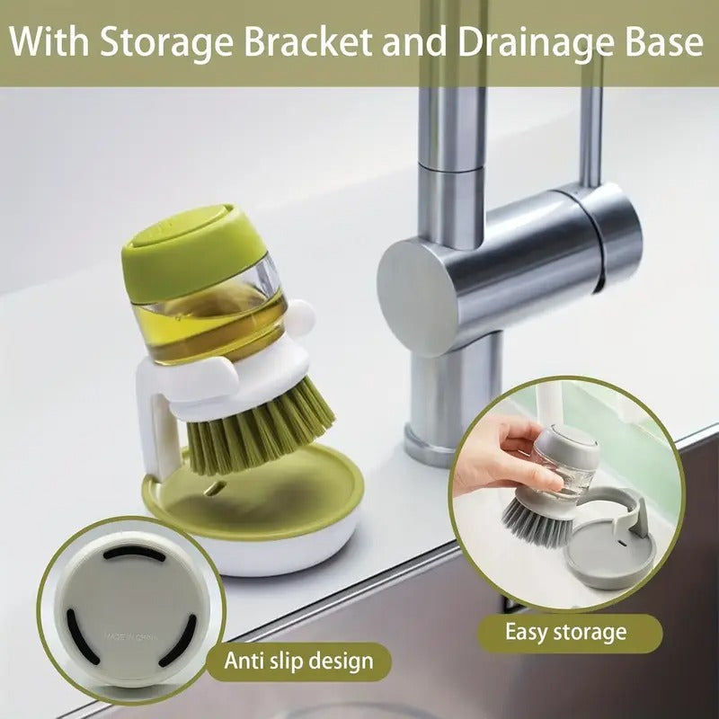 Soap Dispenser with Dish Brush & Storage Bracket