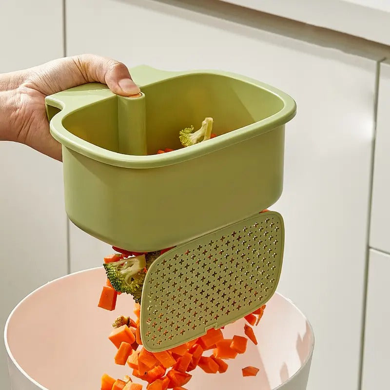 Self-Cleaning Sink Strainer Basket with One-Button Drain