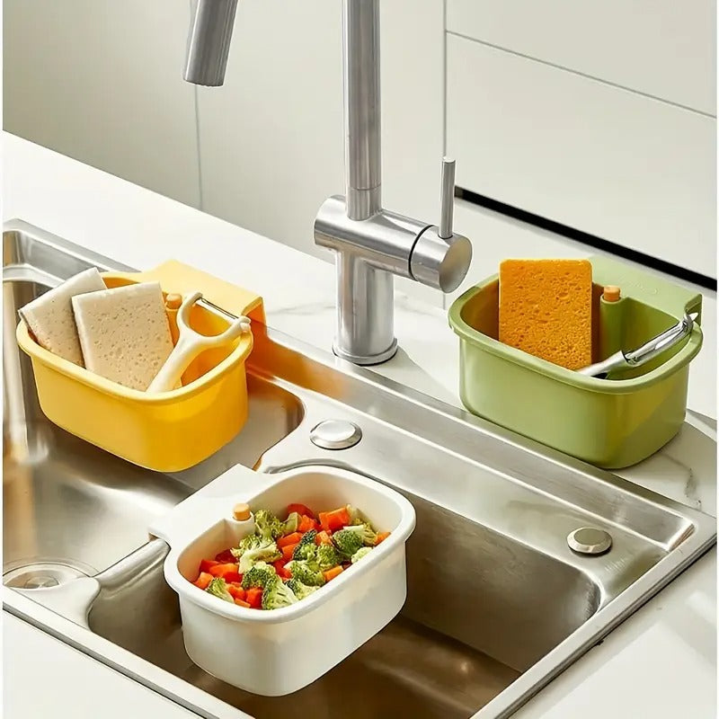 Self-Cleaning Sink Strainer Basket with One-Button Drain
