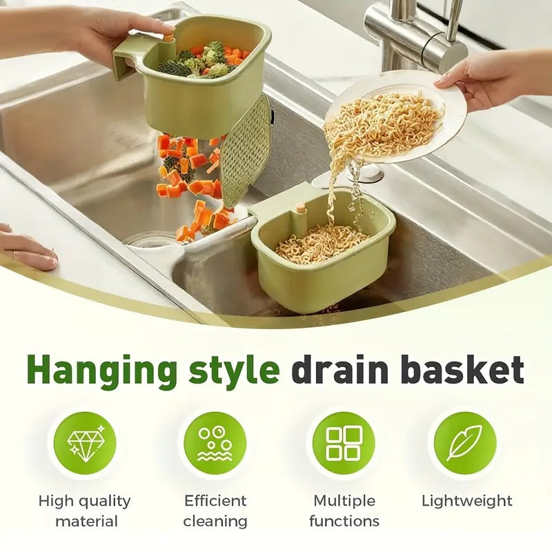 Self-Cleaning Sink Strainer Basket with One-Button Drain