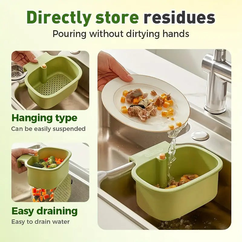 Self-Cleaning Sink Strainer Basket with One-Button Drain