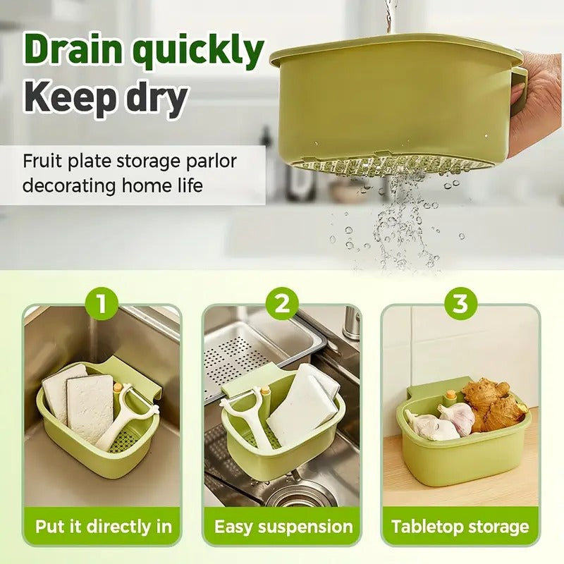 Self-Cleaning Sink Strainer Basket with One-Button Drain