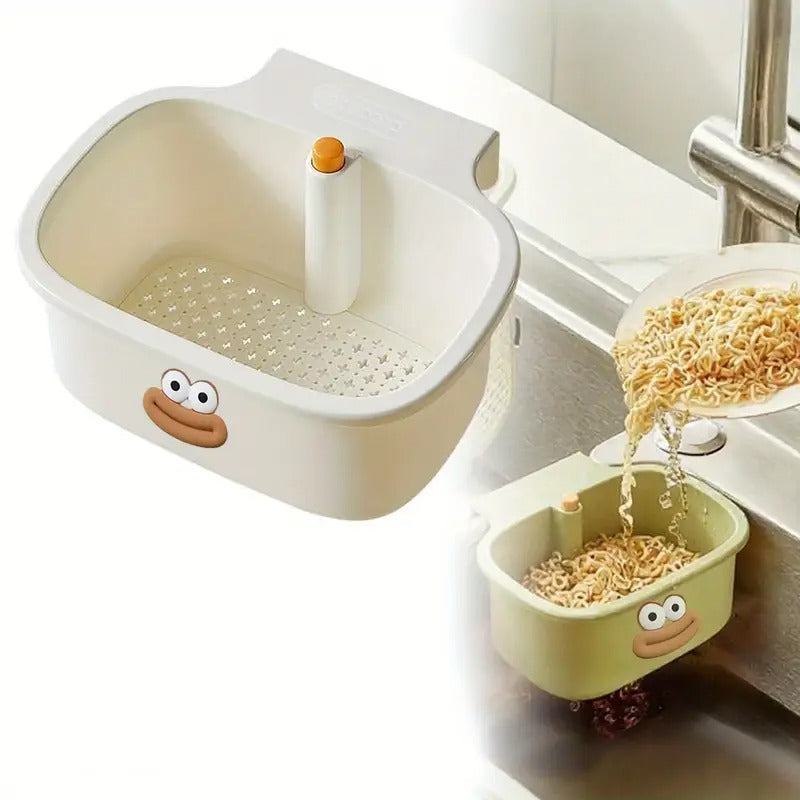 Self-Cleaning Sink Strainer Basket with One-Button Drain