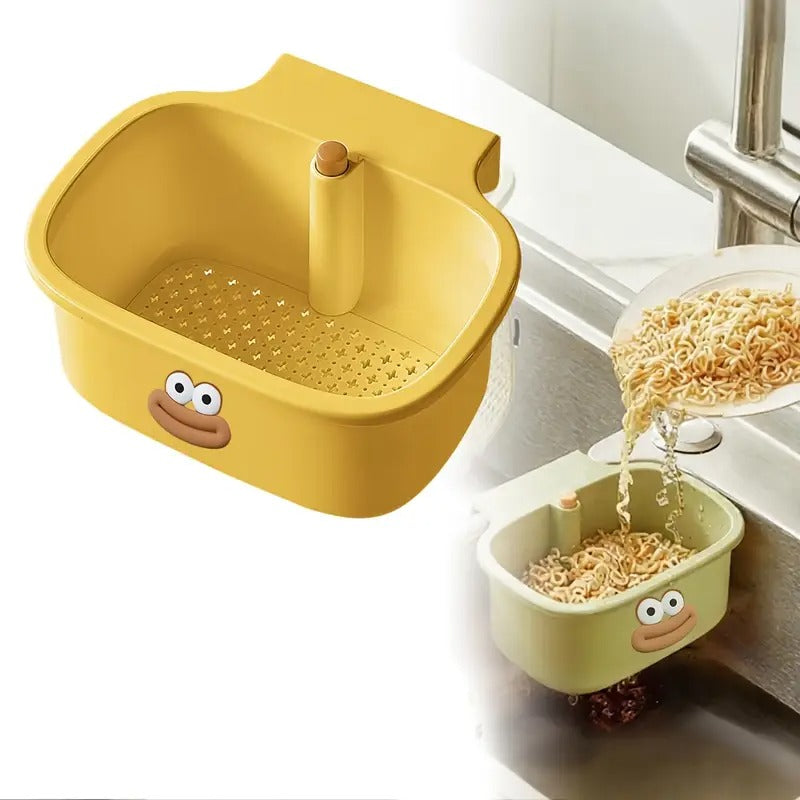 Self-Cleaning Sink Strainer Basket with One-Button Drain