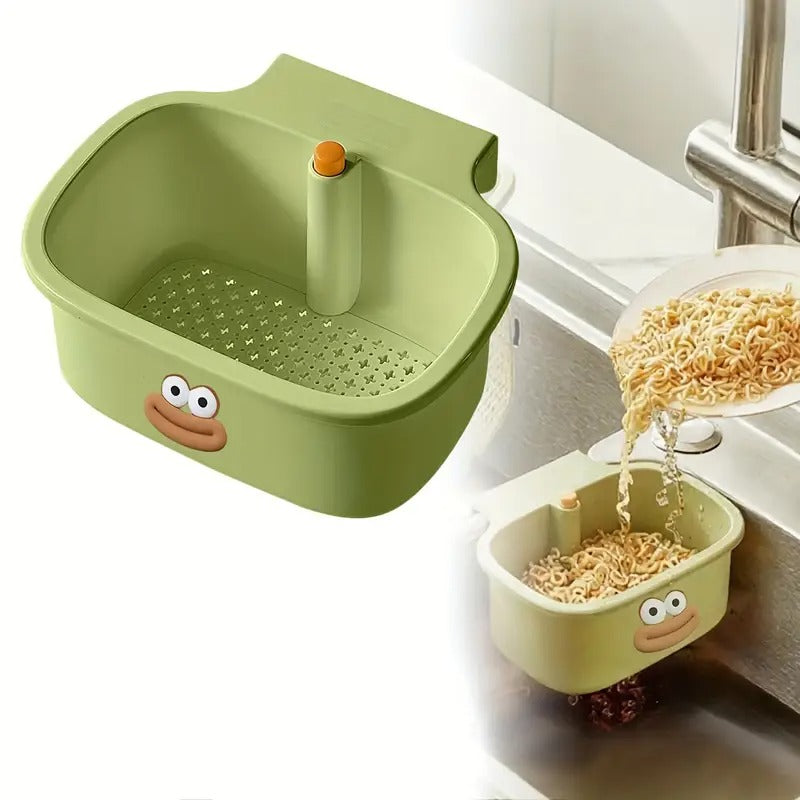 Self-Cleaning Sink Strainer Basket with One-Button Drain